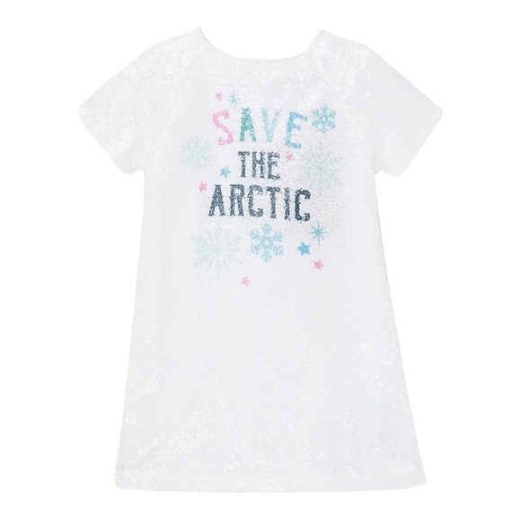 Peek Allover Sequins Save The Arctic Dress Kids Girls Casual School NWOT - Picture 6 of 7